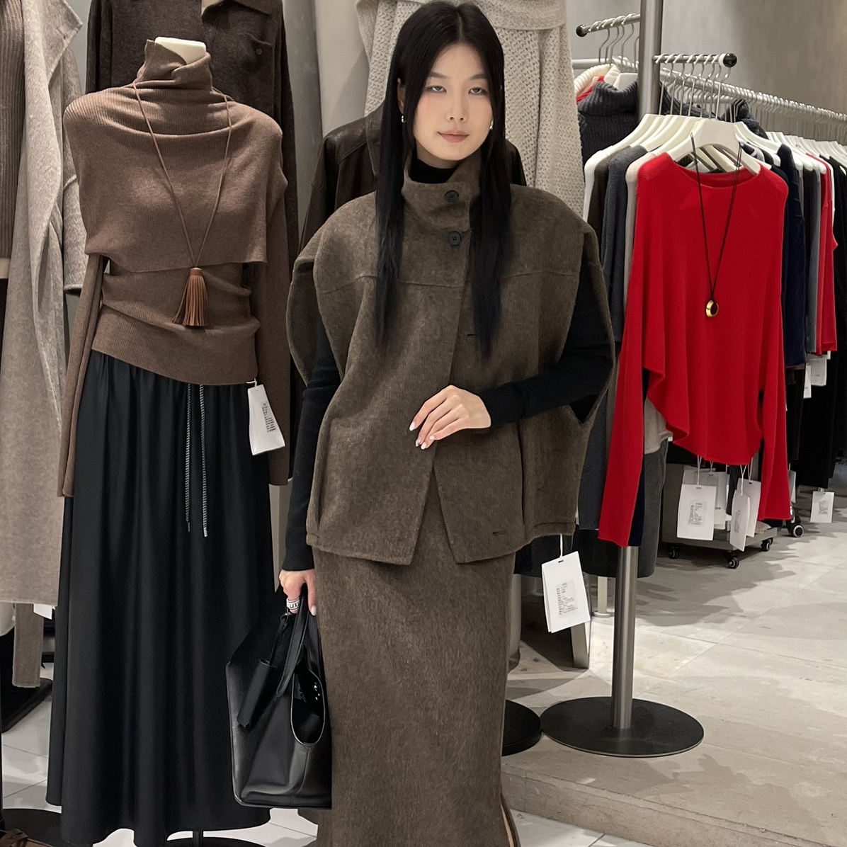 BU RIVERS韩版秋冬新款休闲慵懒感通勤百搭廓形羊毛外套女32531