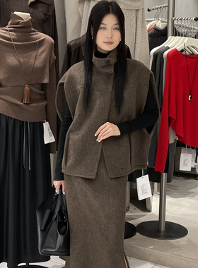 BU RIVERS韩版秋冬新款休闲慵懒感通勤百搭廓形羊毛外套女32531