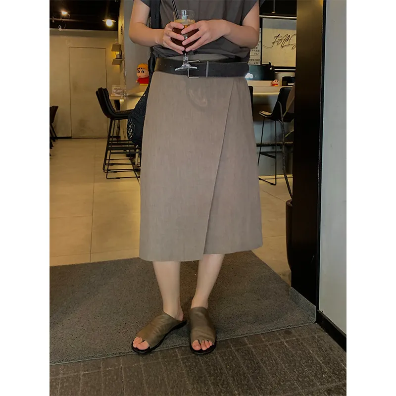 DVZ亚麻半身裙女夏季高腰