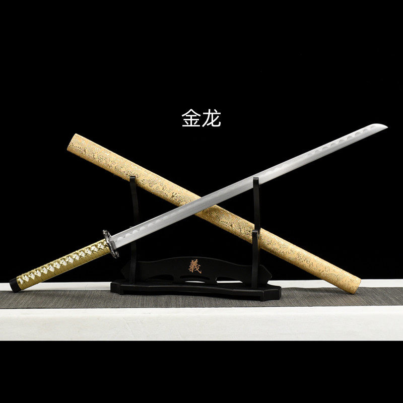 龙泉唐横刀高碳钢宝剑防身冷兵器一体居合刀不死川表演刀具未开刃