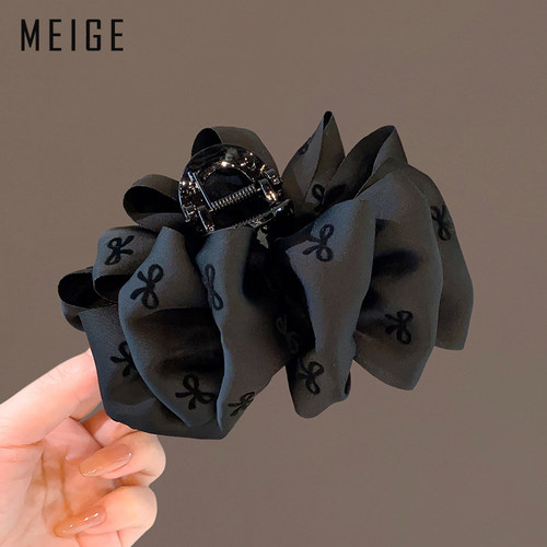 高级感黑色泡泡蝴蝶结抓夹