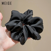 韩系气质黑色缎面大肠发圈女高级感发绳扎头发皮筋简约头绳发饰