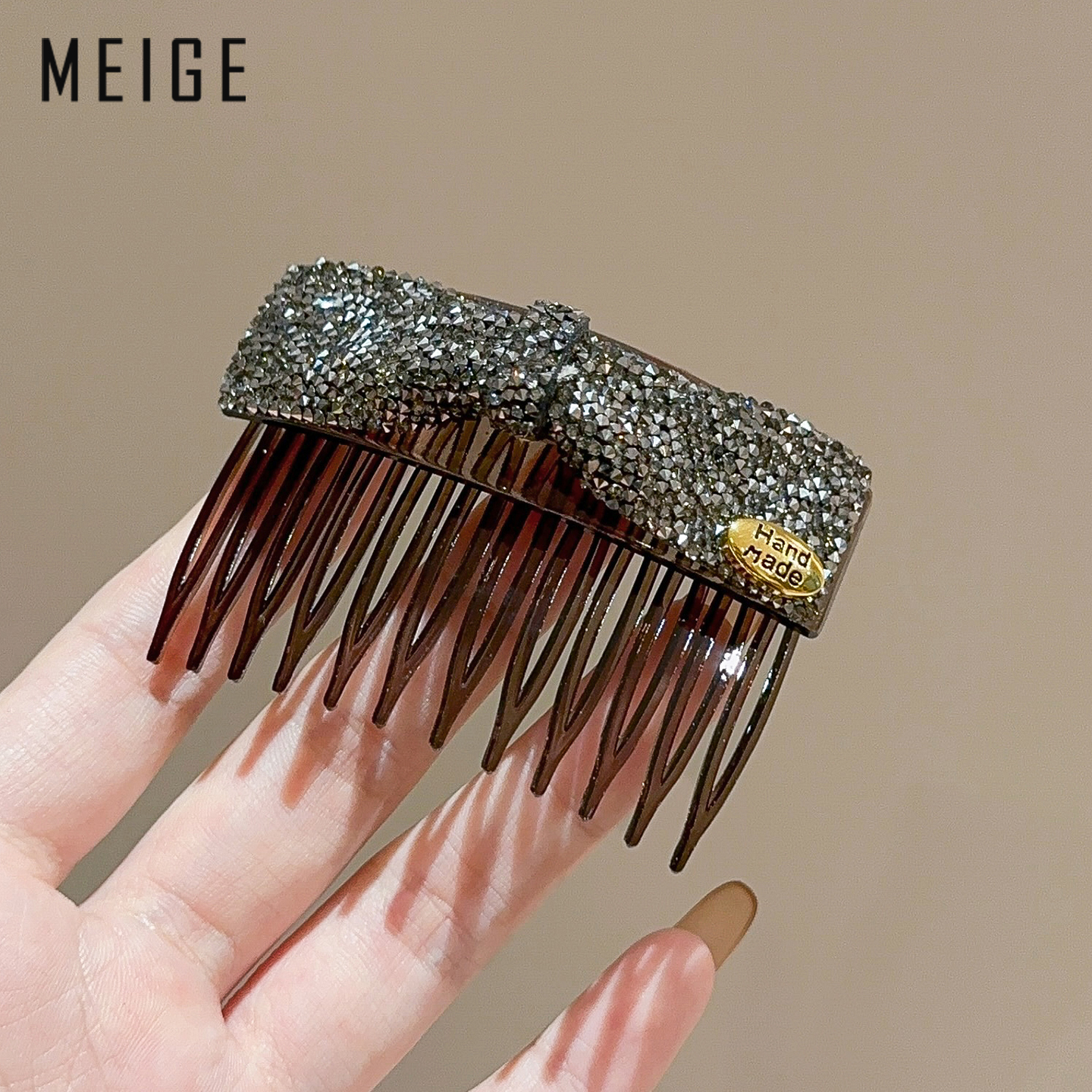 韩系碎钻蝴蝶结发梳前额刘海梳