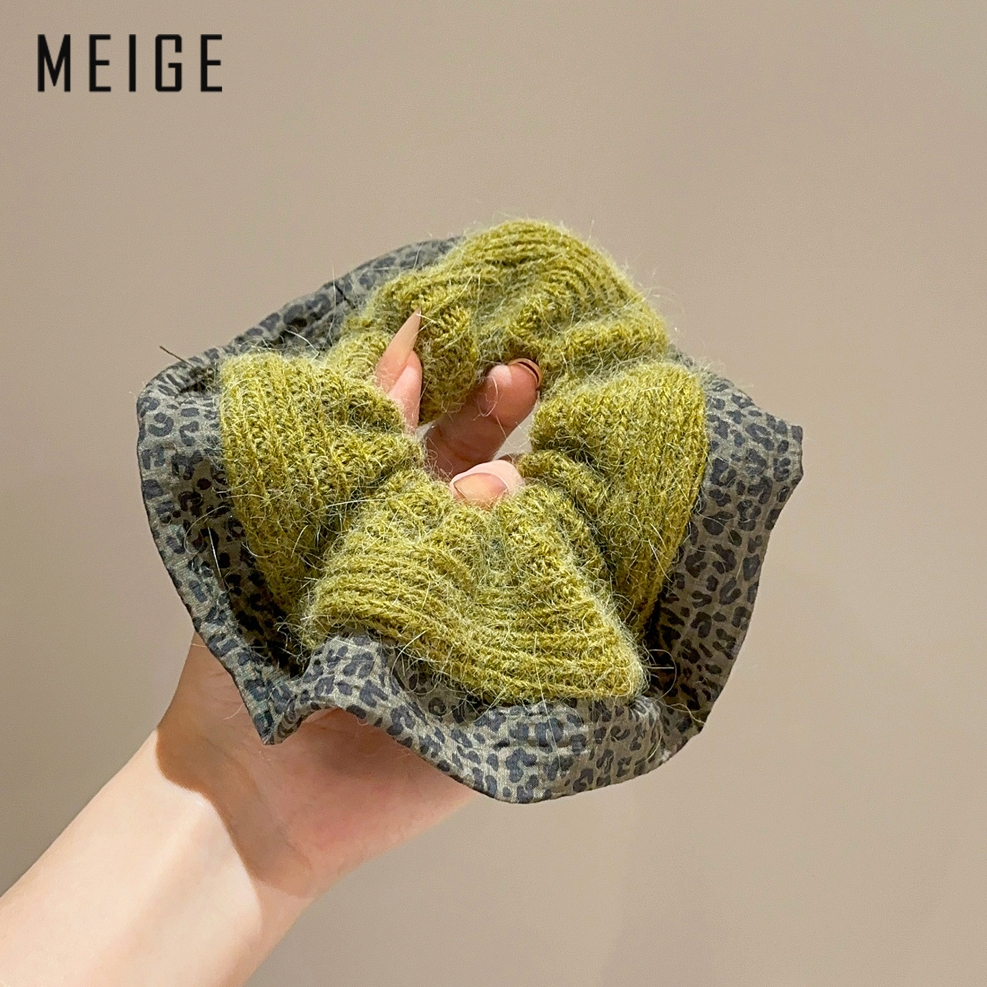 韩版波点花边毛线针织发圈