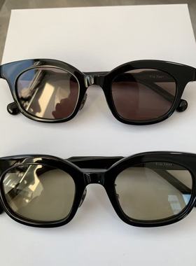 日系小众设计师款余文乐同款不规则凹凸镜腿黑框眼镜几何太阳墨镜