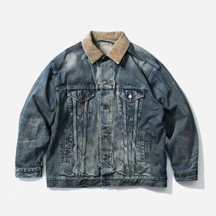 工装飞行员 MADNESS 25AW BG余文乐同款水洗做旧牛仔外套夹克