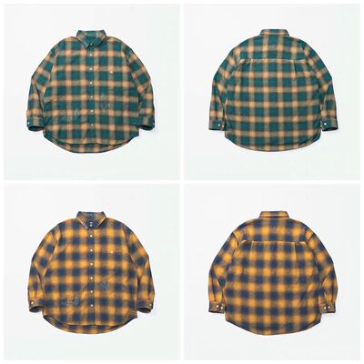 工装飞行员 MADNESS 25AW 水洗破坏重磅法兰绒加厚破坏格子衬衫