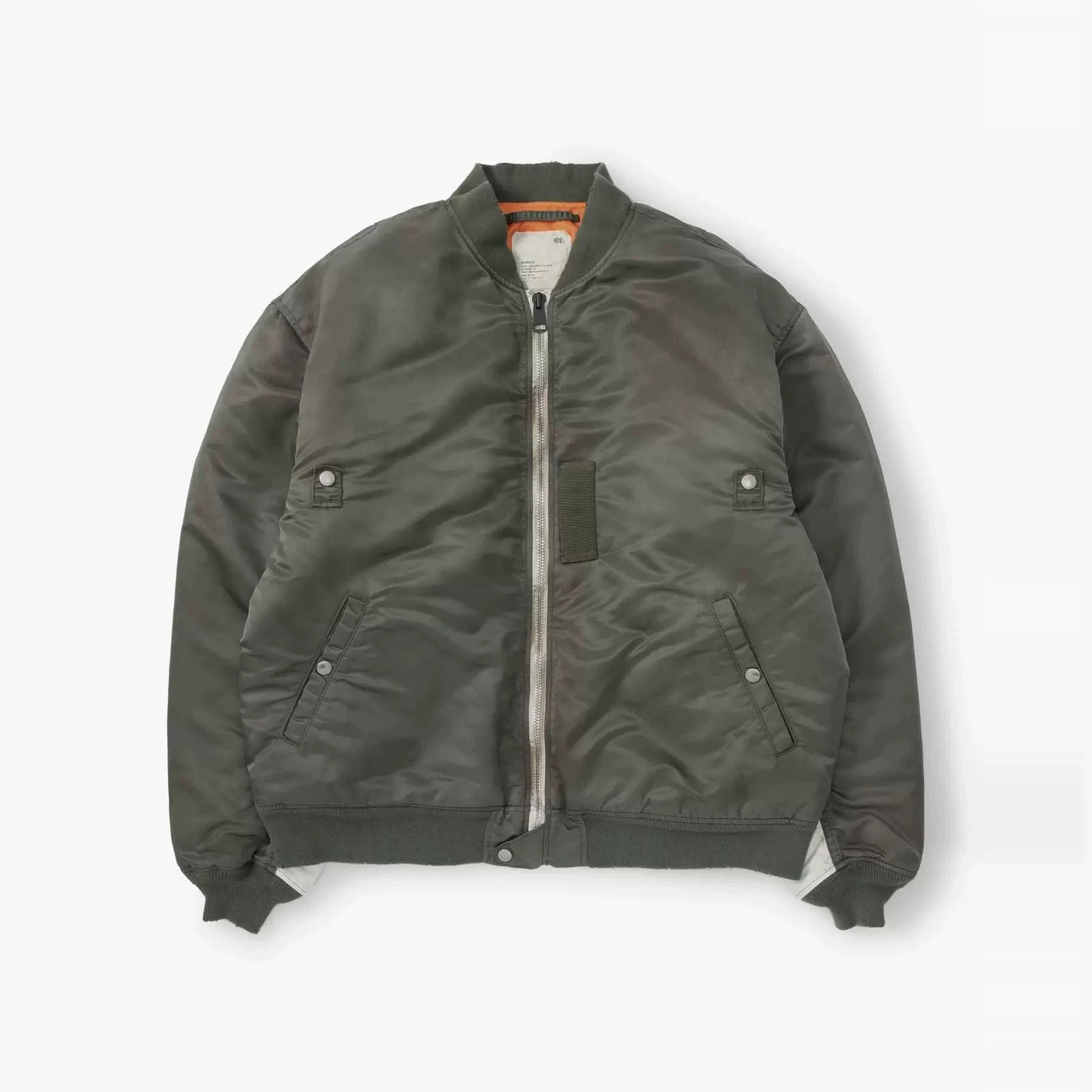 工装飞行员 MADNESS 24AW余文乐水洗做旧油污拼接MA1棉服夹克外套