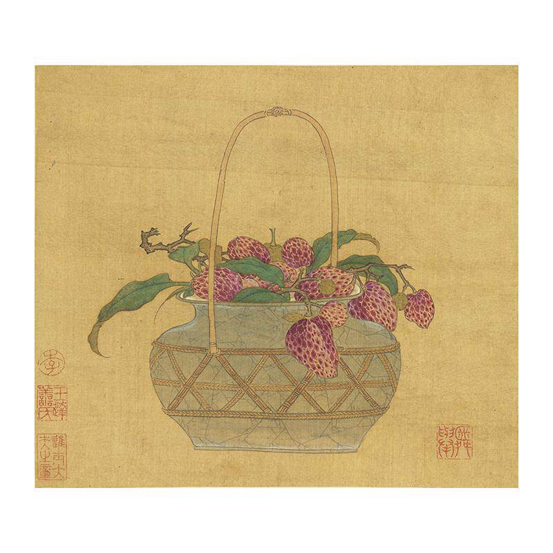 名画高清复制宋画小品钱选荔枝图页国画工笔画艺术微喷字画装饰画