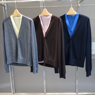 现货江南2025秋款宽松休闲拼色两件套马甲针织开衫 5P932550H