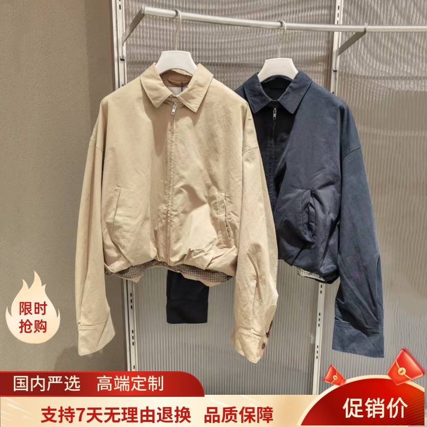 现货江南2025秋款通勤简约翻领截宽松夹克短款外套 5P9613740