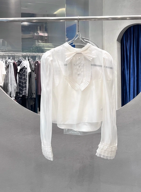 现货拉飞家2025秋款时尚宫廷风层叠荷叶边装饰衬衫女LF25Q41SB254