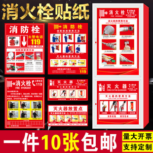 消火栓使用方法贴纸灭火器放置点标识牌消防栓卡通标志说明标识贴