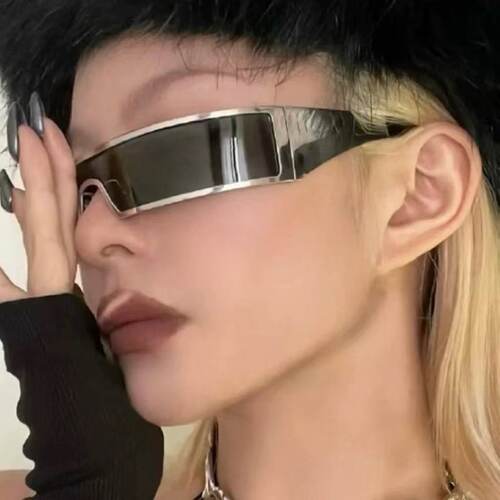 欧美复古金属朋克长方形太阳眼镜
