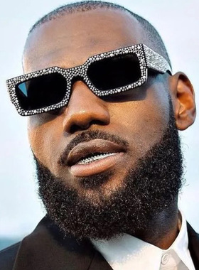 欧美复古长方形镶钻太阳眼镜炫酷