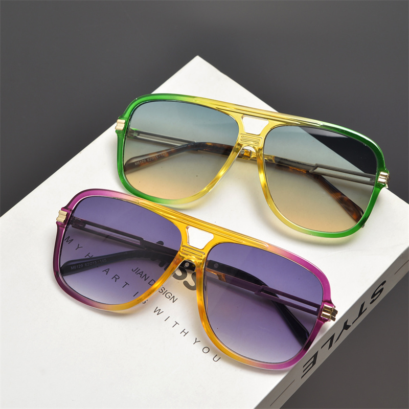 遮阳方形复古男女双梁太阳镜