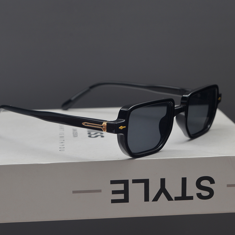 欧美复古朋克风长方形米钉箭头太阳眼镜男女圆脸显瘦嘻哈朋克墨镜