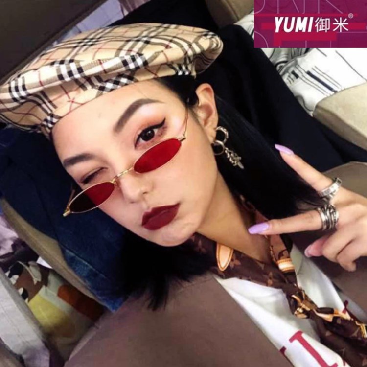 御米椭圆金属超小框复古太阳眼镜欧美个性街拍眼镜网红封帆ff墨镜