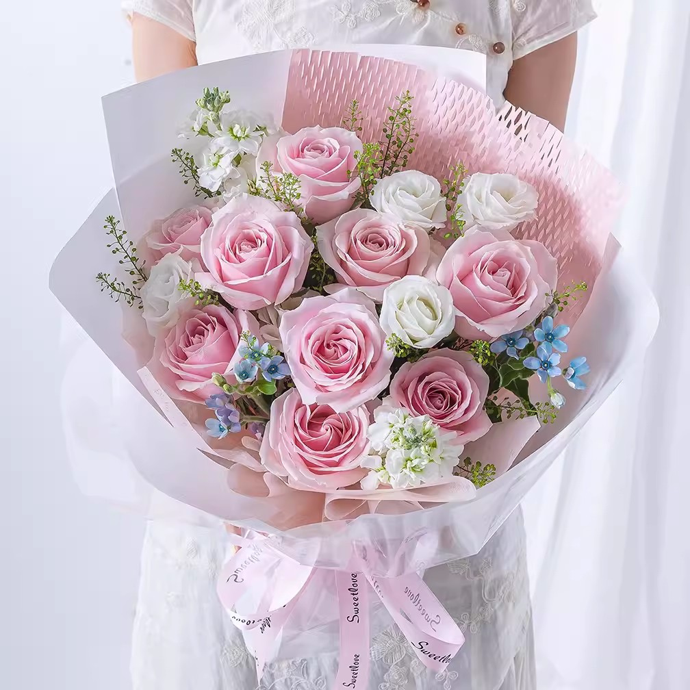 广州鲜花速递粉玫瑰花束黄埔白云鲜花速递(同城)