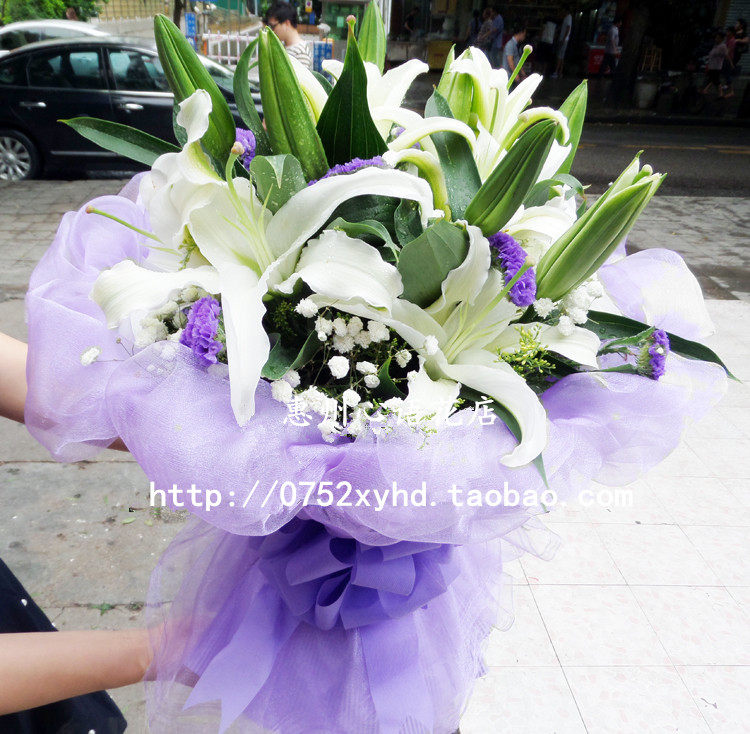 香水百合花束惠州同城鲜花速递生日海口上海北京广州深圳花店送花