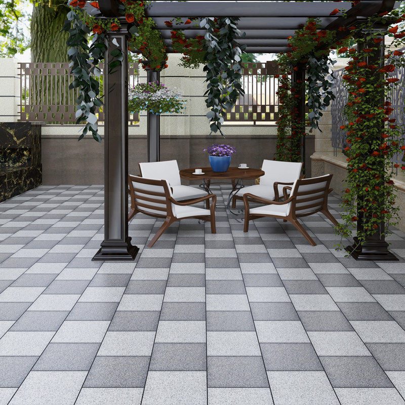 室外露台庭院地砖300x600防滑防冻瓷砖别墅花园仿麻石生态地板砖