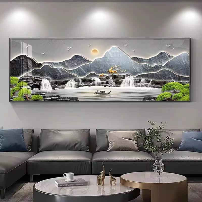 包安装流水生财横版客厅装饰画