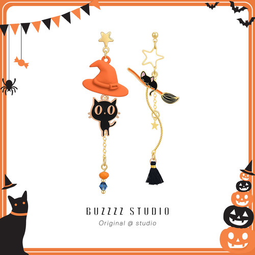 少女心耳钉万圣节个性骷髅南瓜