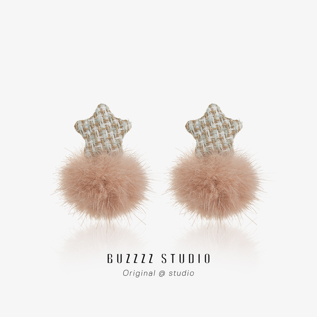 秋冬氛围感原创设计星星毛绒绒温柔耳环女可爱耳钉耳夹耳饰耳夹