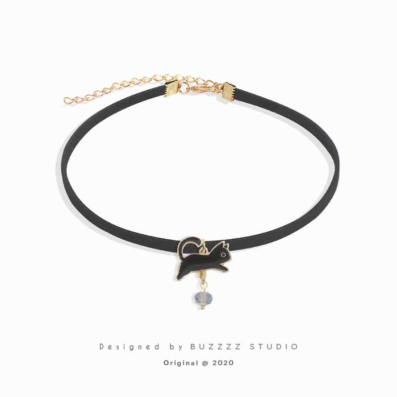 猫咪黑色百搭项链BUZZZZ少女心