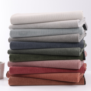 21日式 复古灯芯绒布料细条纹面料定制防猫抓沙发垫套定做全包罩笠