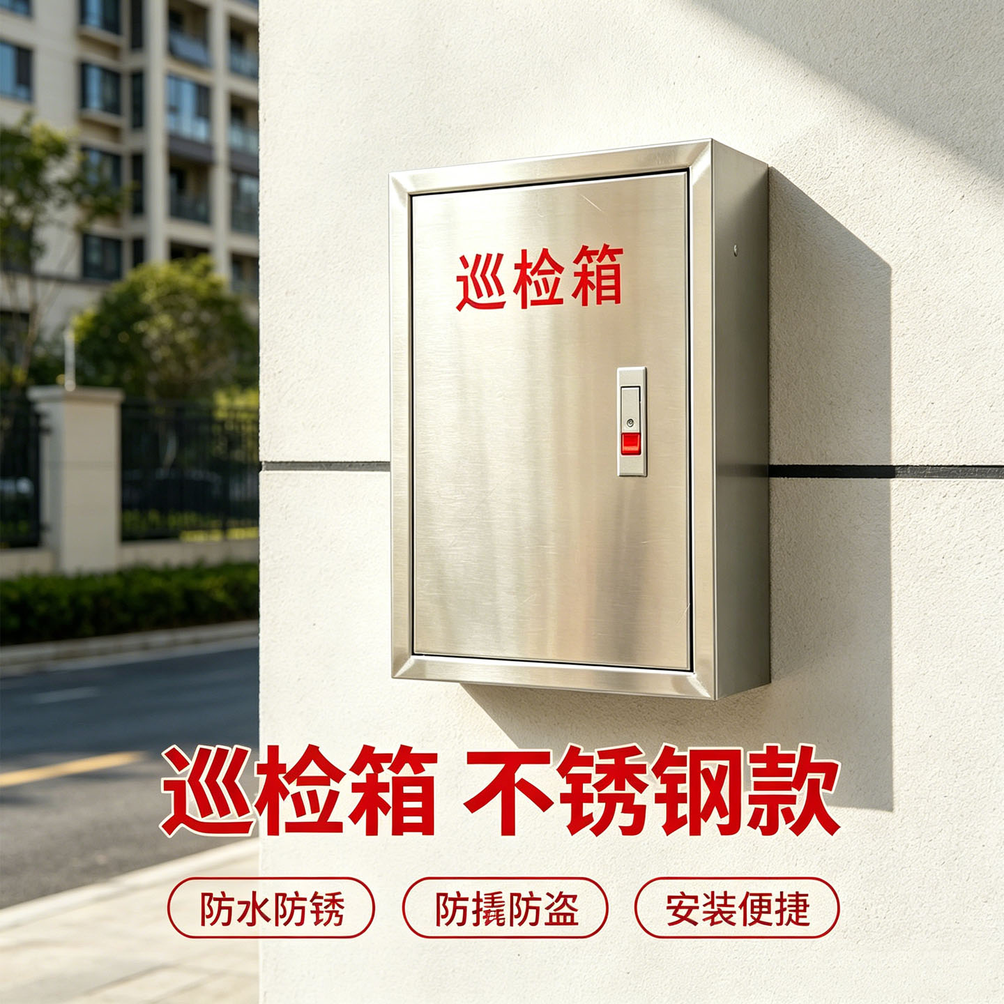 不锈钢巡检记录本存放箱挂墙巡逻箱灭火箱保安签到箱警民联系箱子