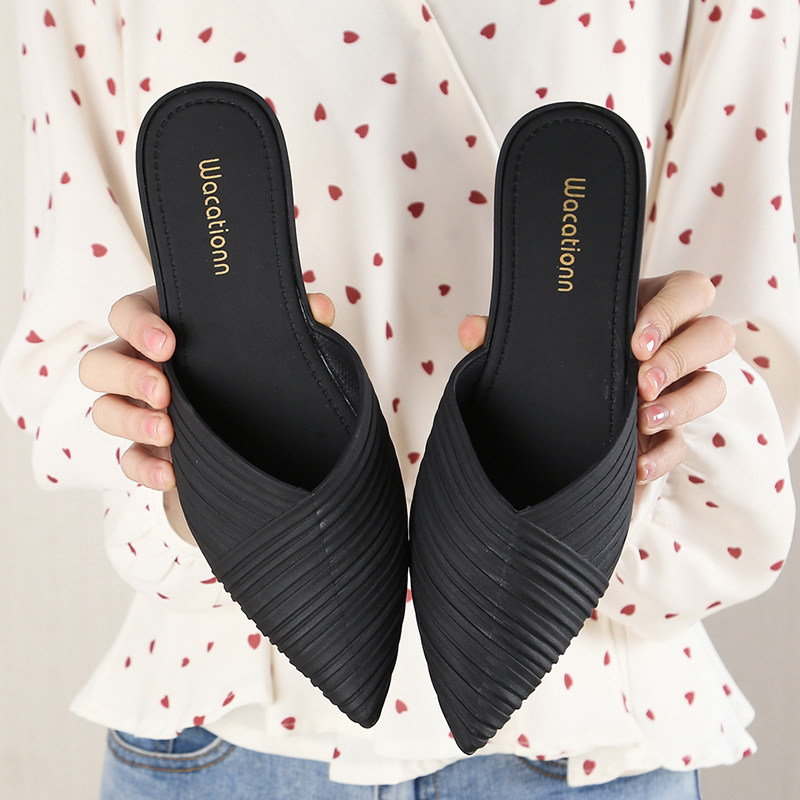 尖头时尚新款凉拖鞋夏季外穿网红ins潮流包头简约粗跟增高拖鞋女,女鞋,包头拖,淘宝优惠券,粉丝福利购,淘宝优惠卷