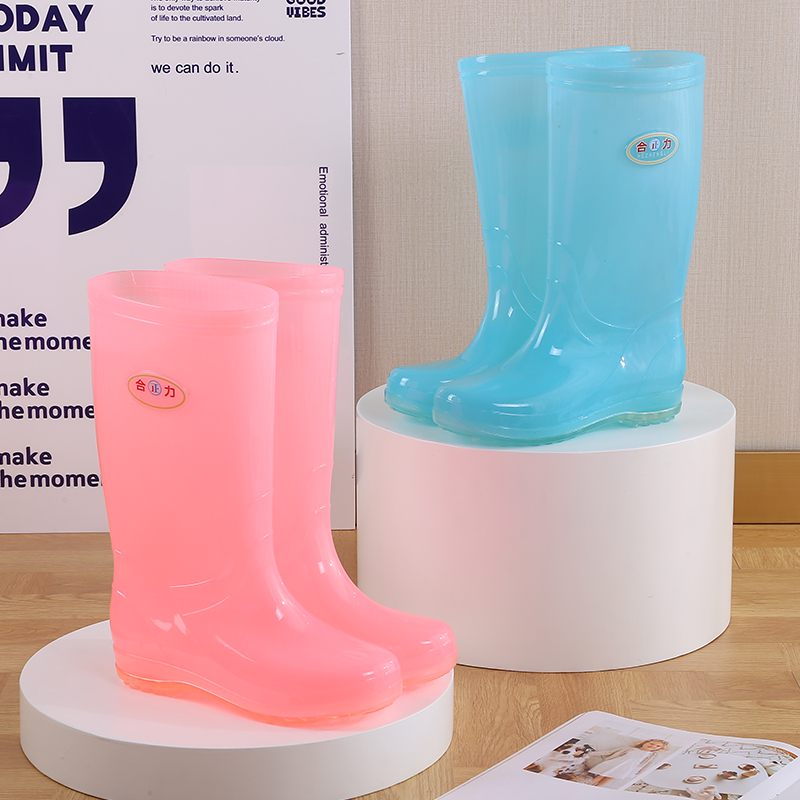 果冻雨鞋女高筒无里布防滑速干