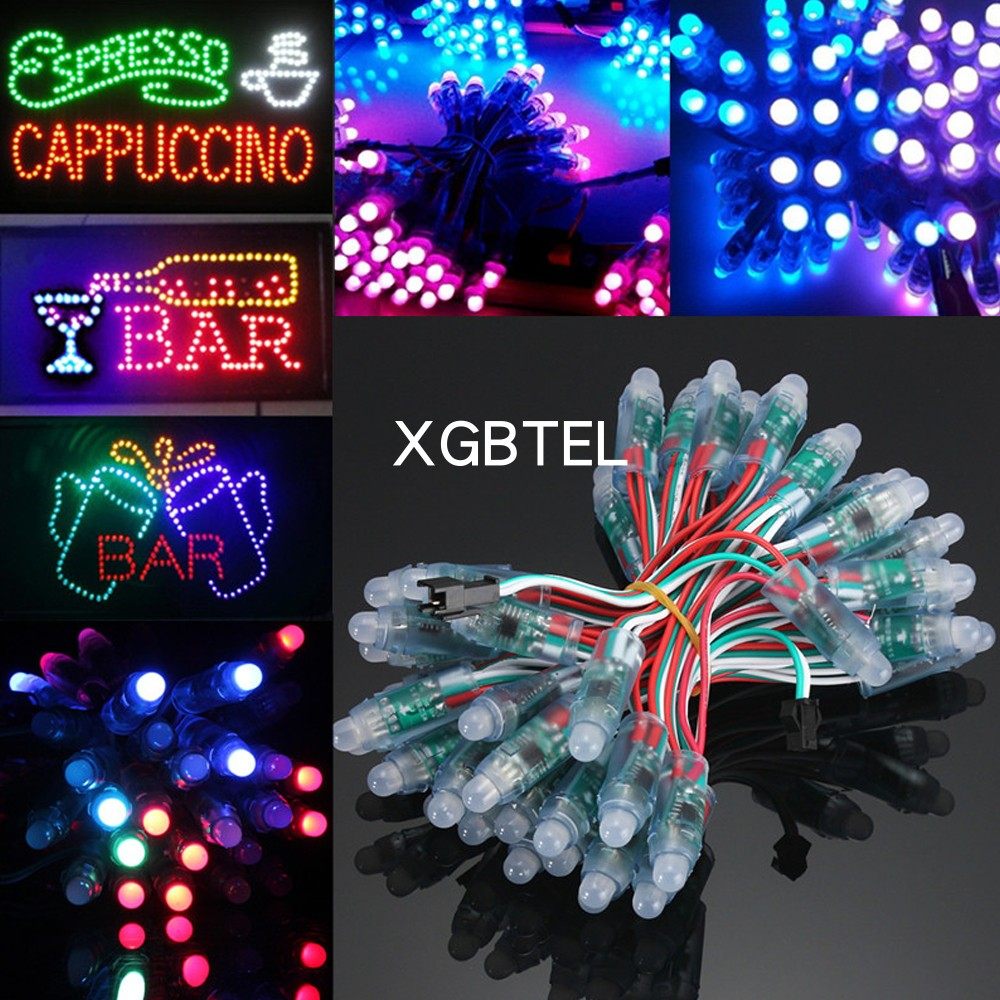 led全彩灯珠ws2811芯片草帽广告招牌5v灌胶防水圣诞装饰外露灯串