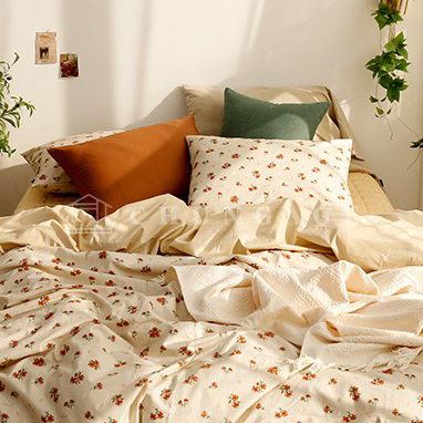 米色樱桃ins风简约韩式风四件套纯棉