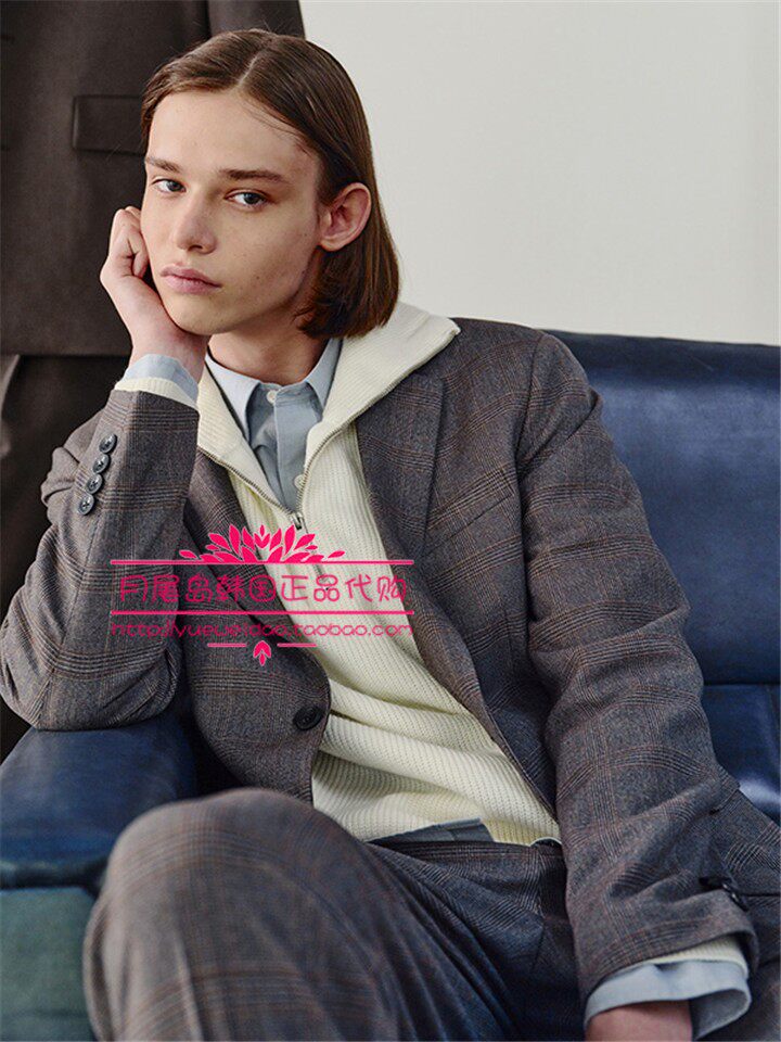 发货快直邮MindBridge春秋男装韩国代购修身格子西服外套MWJK6107