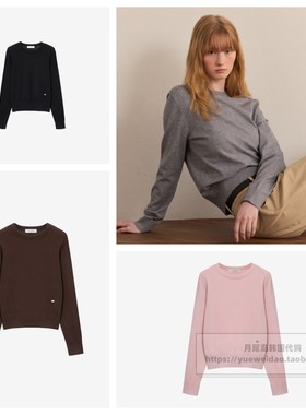 直邮Mind Bridge女士韩国代购25秋长袖圆领针织衫MZKT02A1