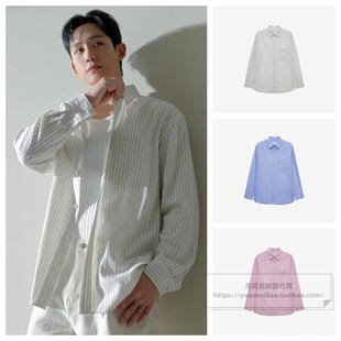 衬衫 纯棉条纹宽松长袖 M1WS3121 26夏男士 直邮MindBridge韩国代购