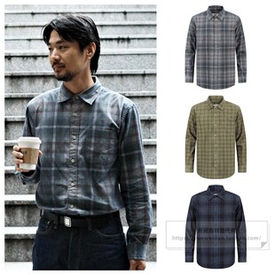 特价直邮EDITION男装韩国代购冬纯棉宽松透气长袖格子衬衫EF4W626