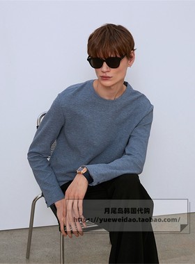 直邮Mind Bridge韩国代购男士四季款微宽圆领长袖T恤MWTS0122