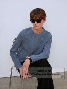 Bridge韩国代购 微宽圆领长袖 男士 款 T恤MWTS0122 四季 直邮Mind