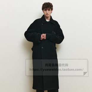 直邮MB秋冬男士韩国代购宽松长款腰带毛呢大衣MYCA7173