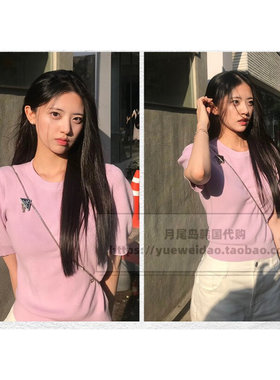 直邮Mind Bridge女士韩国代购25夏宽松圆领短袖针织衫MZKT3201