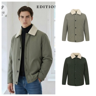 特价直邮EDITION男款韩国代购商务休闲翻领毛领羽绒服外套EC4J20