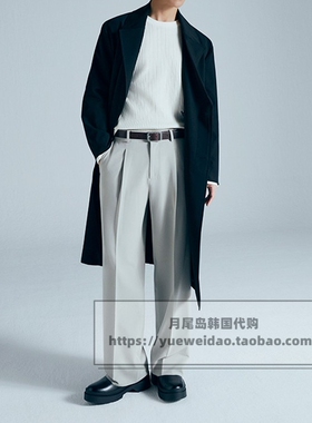 直邮Mind Bridge韩国代购男士春秋宽松腰带中长款风衣MXCA2101