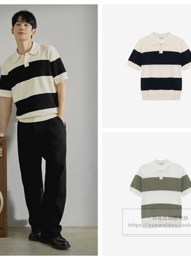 发货快直邮Mind Bridge韩国代购25夏明星男士条纹针织衫MZKT3102