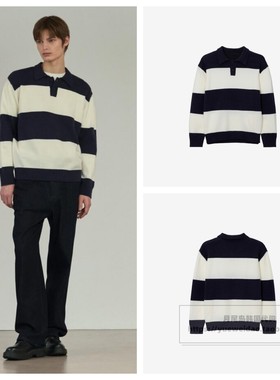 发货快直邮Mind Bridge韩国代购25冬宽松男士条纹针织衫MZKT7107