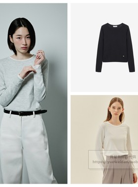 直邮Mind Bridge女士韩国代购25秋长袖圆领针织衫MZKT0201