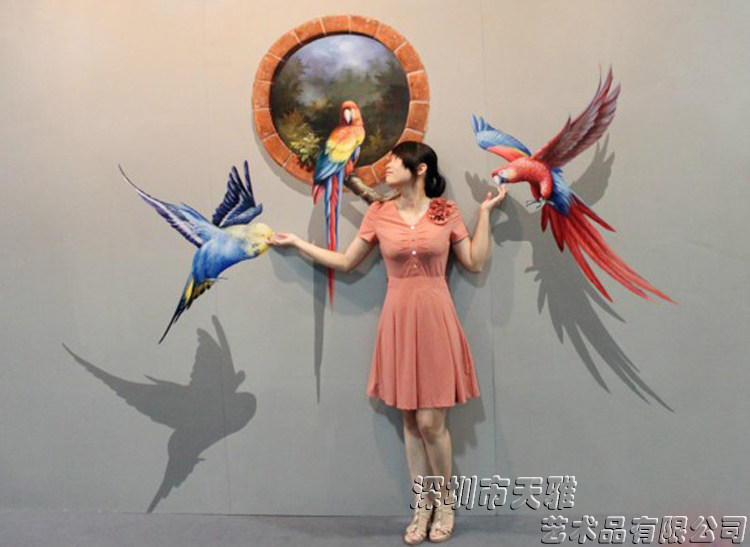 高清喷绘3D立体画儿童乐园3D画展科技展3D画震撼趣味手绘3D墙绘画