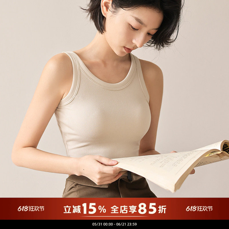 贴身日记带胸垫免穿文胸内搭吊带露脐短款圆领窄肩内衣夏季背心女